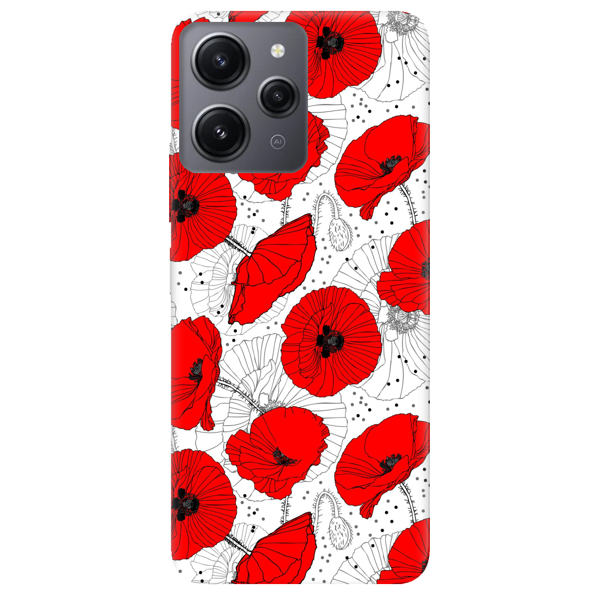 Чохол для Xiaomi Redmi 12 Red flower - фото 1 Чохол для Xiaomi Redmi 12 Red flower - фото 1 - Чохли для телефонів