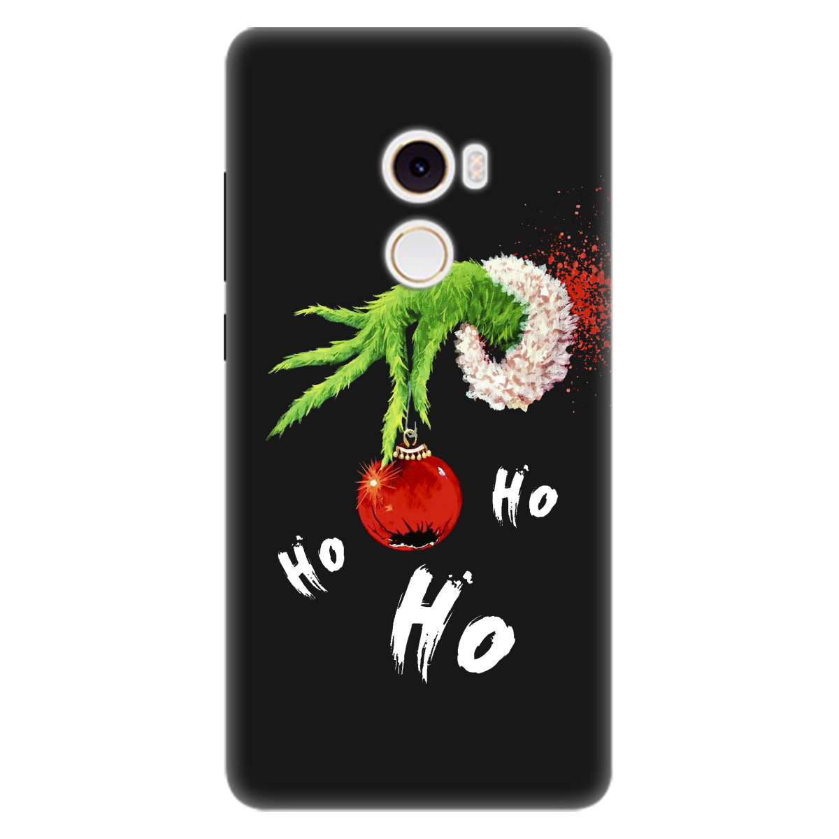 Чехол для Xiaomi Mi Mix 2 черный матовый soft touch Grinch HO HO HO - фото 1 - Чехлы для телефонов