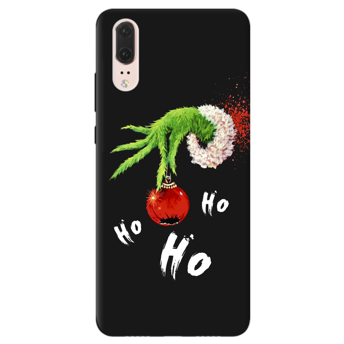 Чехол для Huawei P20 черный матовый soft touch Grinch HO HO HO - фото 1 - Чехлы для телефонов