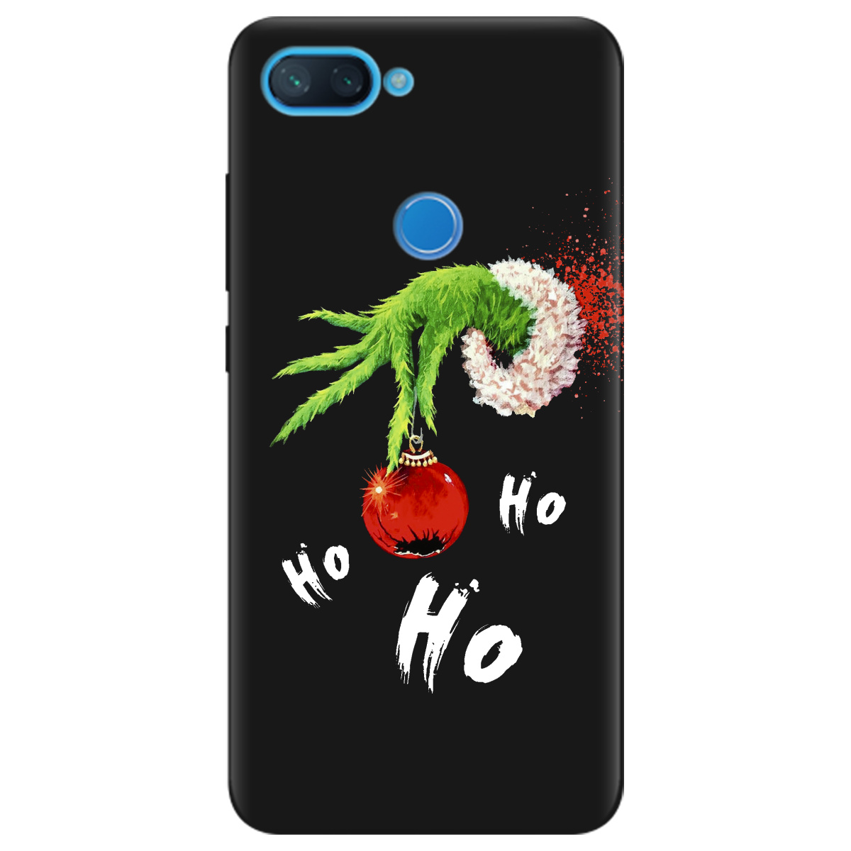 Чехол для Xiaomi Mi 8 Lite черный матовый soft touch Grinch HO HO HO - фото 1 - Чехлы для телефонов