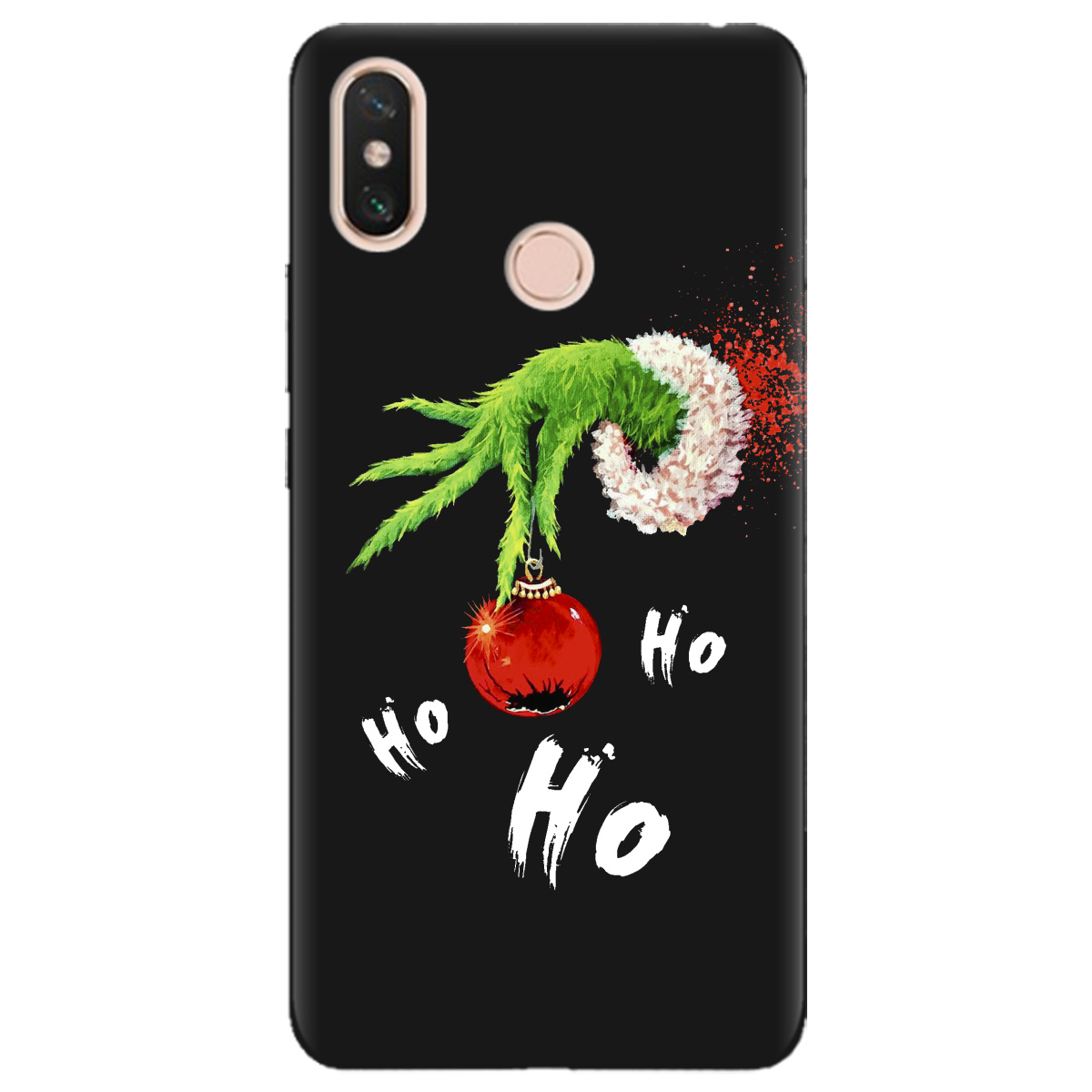 Чехол для Xiaomi Mi Max 3 черный матовый soft touch Grinch HO HO HO - фото 1 - Чехлы для телефонов