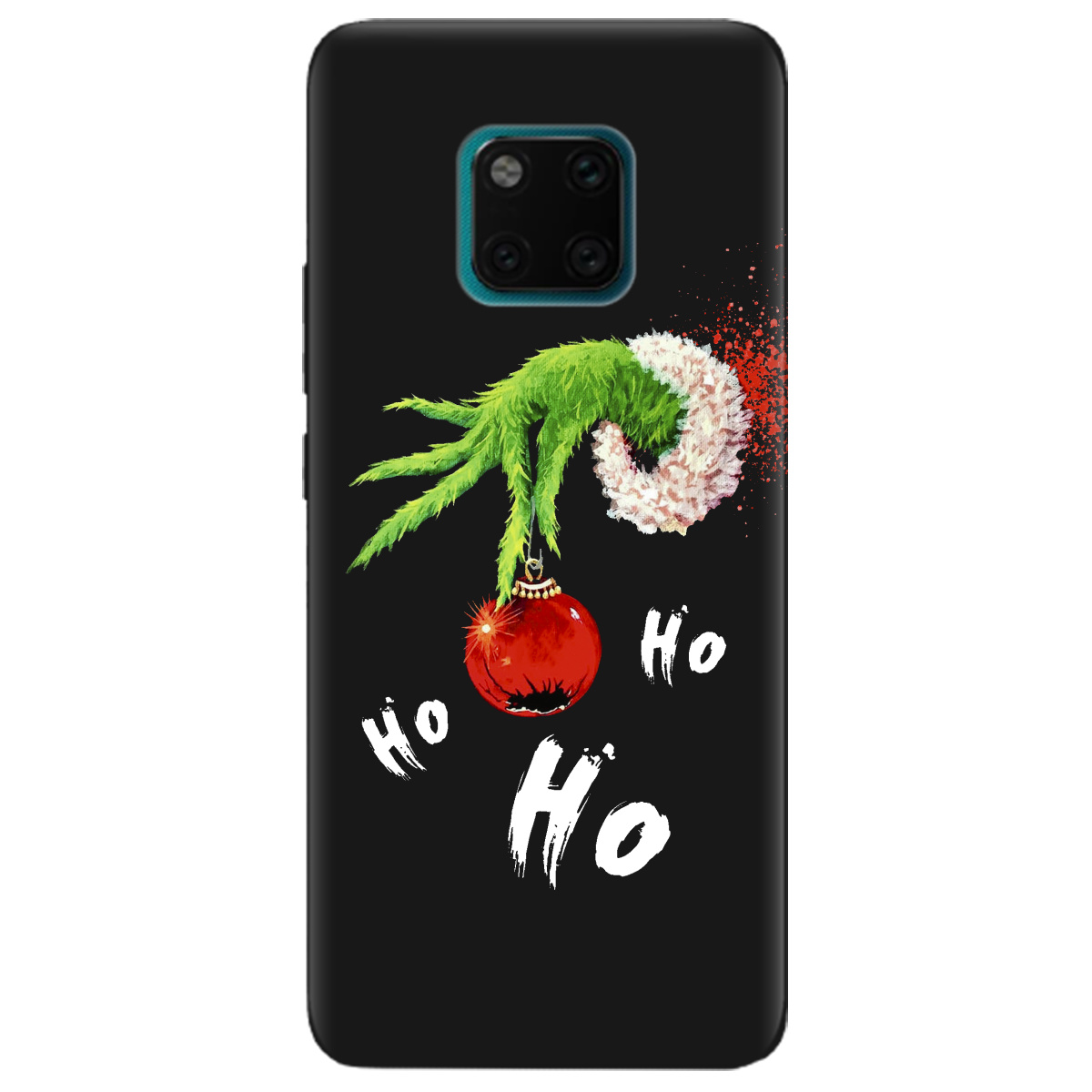 Чехол для Huawei Mate 20 Pro черный матовый soft touch Grinch HO HO HO - фото 1 - Чехлы для телефонов
