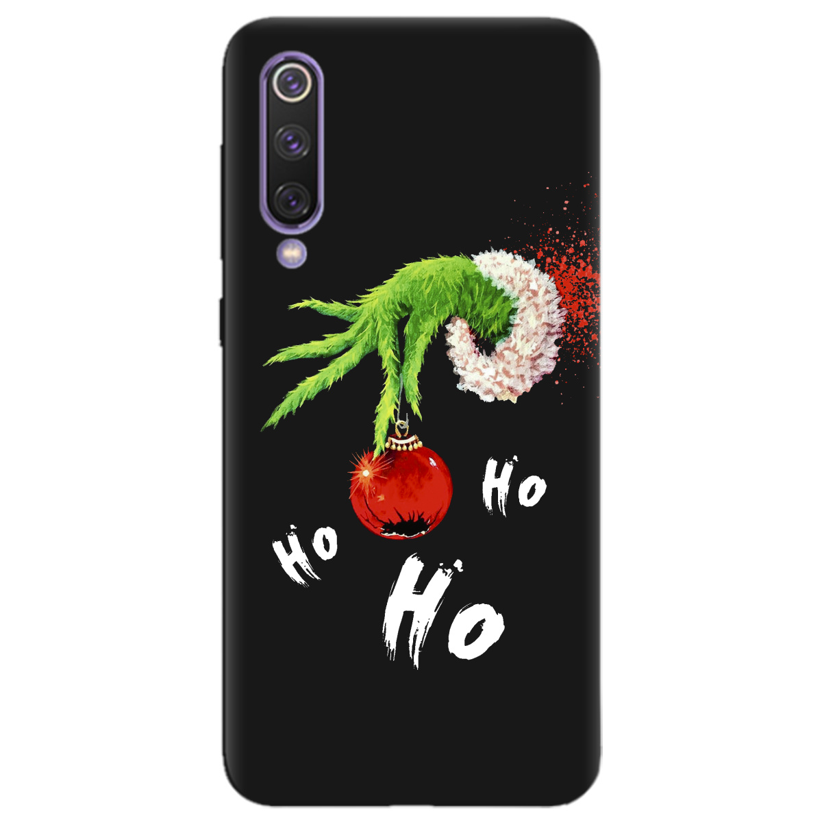 Чехол для Xiaomi Mi 9 SE черный матовый soft touch Grinch HO HO HO - фото 1 - Чехлы для телефонов
