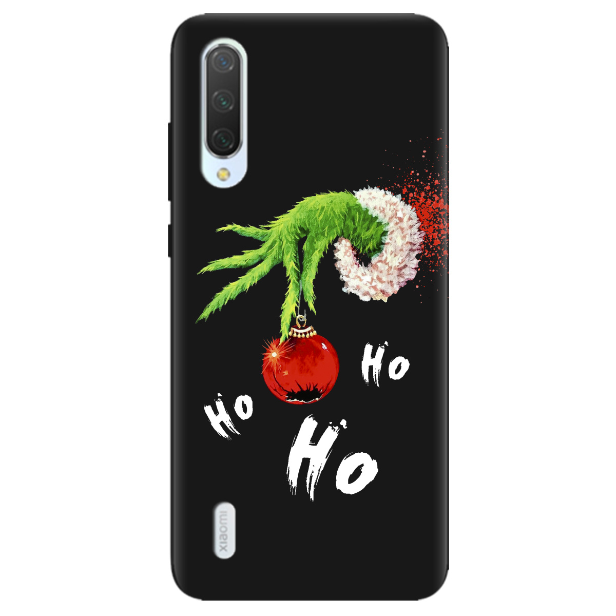 Чохол для Xiaomi Mi A3 чорний матовий soft touch Grinch HO HO HO - фото 1 - Чохли для телефонів