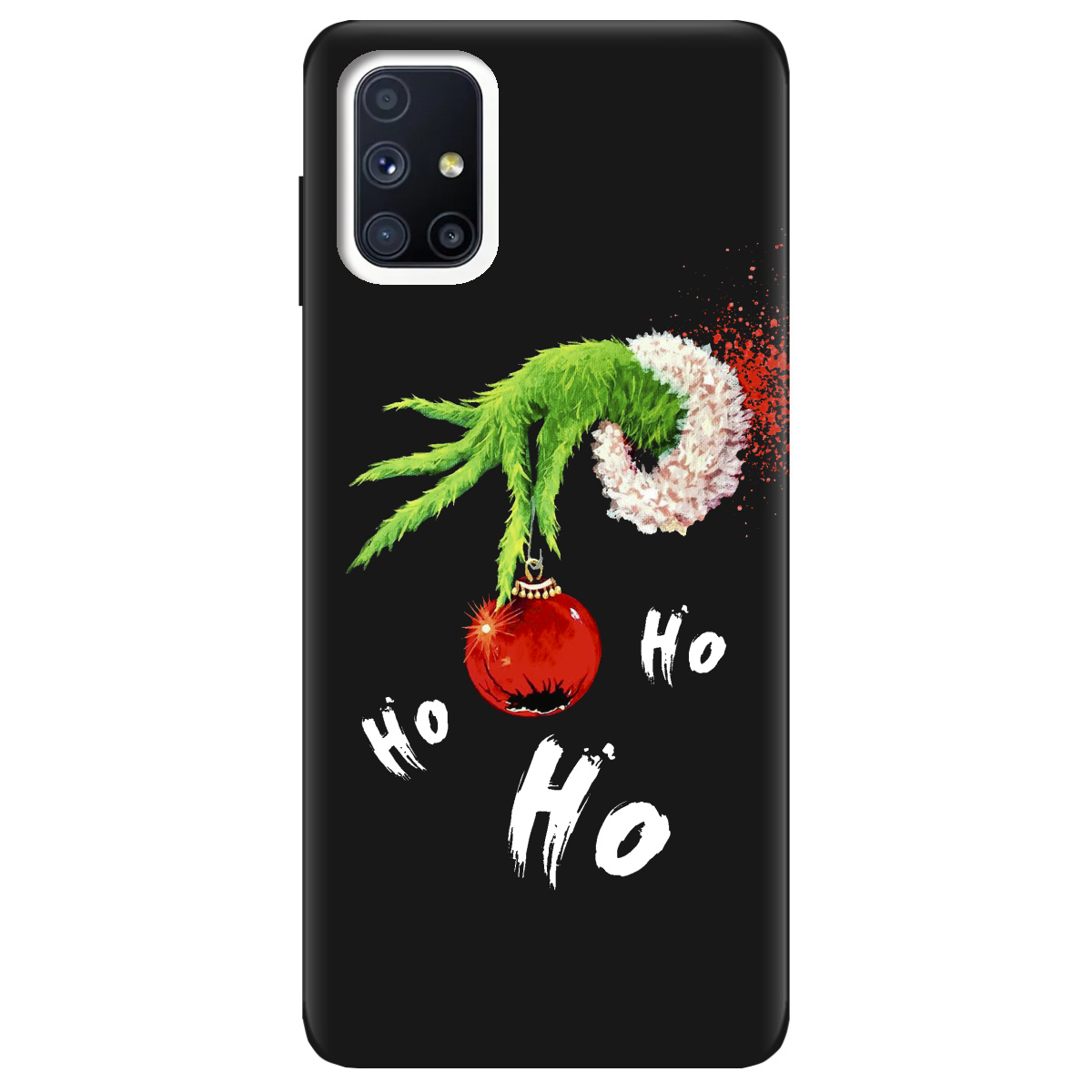 Чехол для Samsung Galaxy M51 черный матовый soft touch Grinch HO HO HO - фото 1 - Чехлы для телефонов