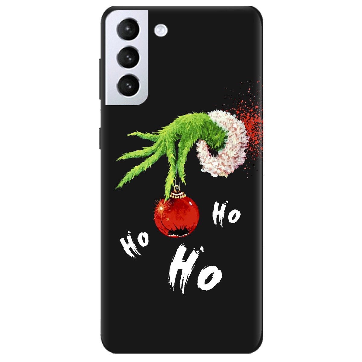 Чехол для Samsung Galaxy S21 черный матовый soft touch Grinch HO HO HO - фото 1 - Чехлы для телефонов