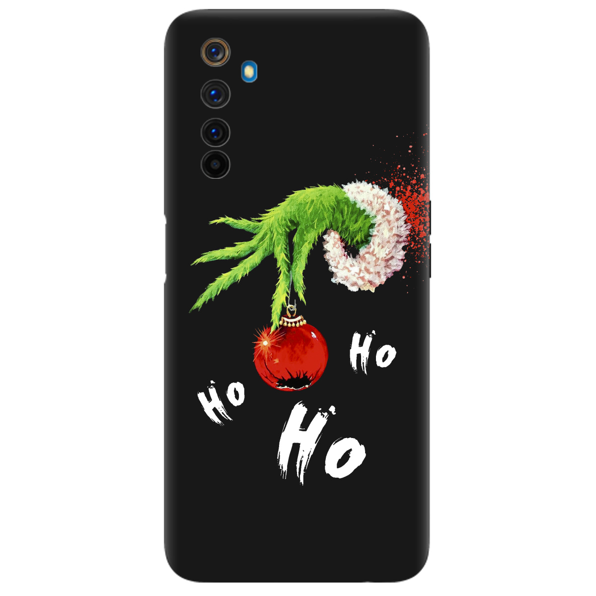 Чехол для Realme 6 Pro черный матовый soft touch Grinch HO HO HO - фото 1 - Чехлы для телефонов