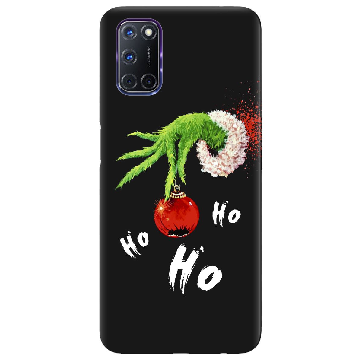 Чохол для Oppo A52/ A72/ A92 чорний матовий soft touch Grinch HO HO HO - фото 1 Чохол для Oppo A52/ A72/ A92 чорний матовий soft touch Grinch HO HO HO - фото 1 - Чохли для телефонів