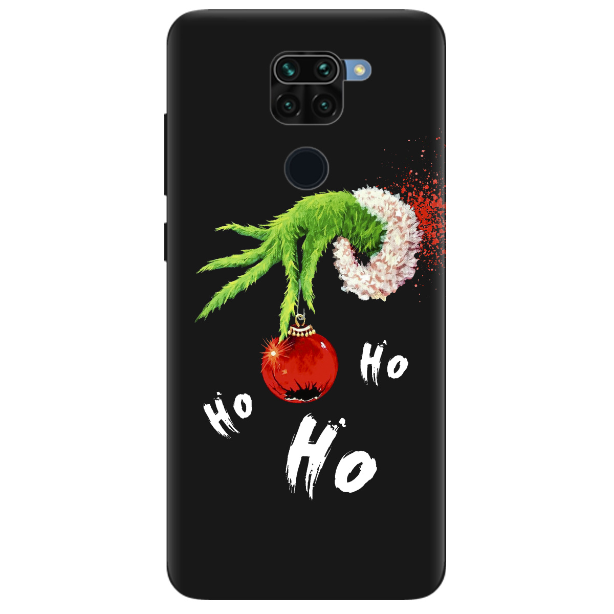Чехол для Xiaomi Redmi Note 9 черный матовый soft touch Grinch HO HO HO - фото 1 Чехол для Xiaomi Redmi Note 9 черный матовый soft touch Grinch HO HO HO - фото 1 - Чехлы для телефонов