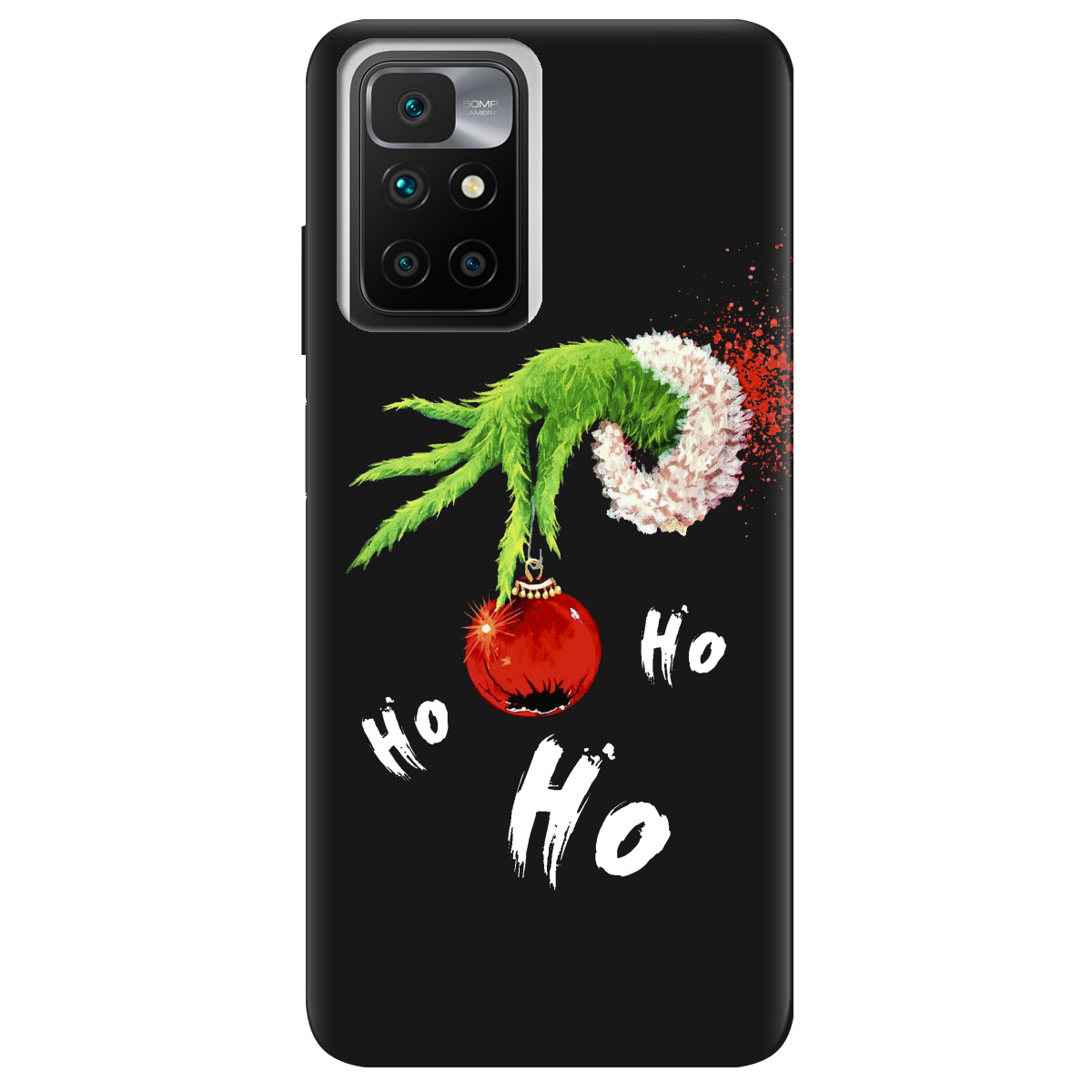 Чехол для Xiaomi Redmi 10 черный матовый soft touch Grinch HO HO HO - фото 1 Чехол для Xiaomi Redmi 10 черный матовый soft touch Grinch HO HO HO - фото 1 - Чехлы для телефонов