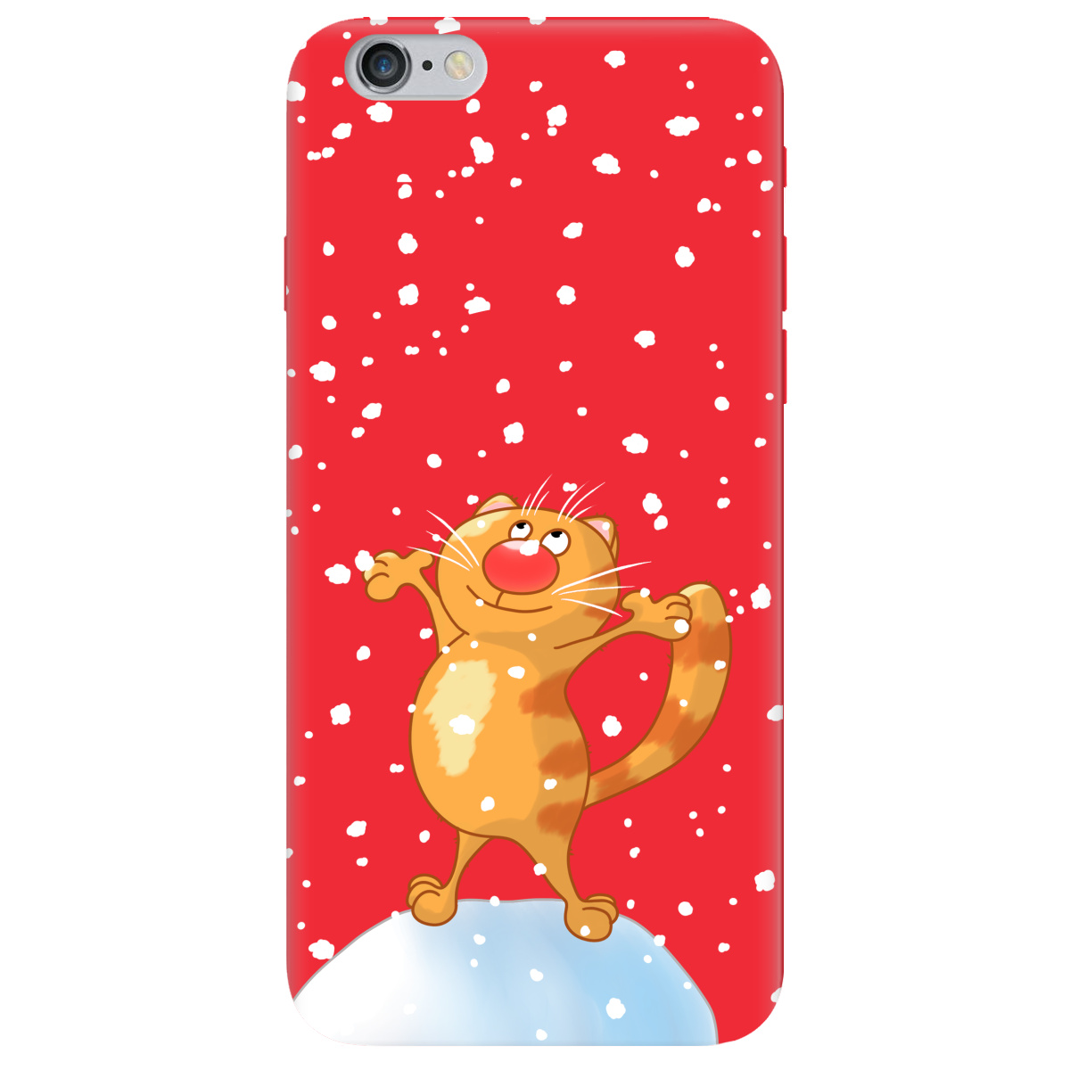 Чехол для Apple iPhone 6 Plus / 6S Plus ярко-красный матовый soft touch Be Happy - фото 1 - Чехлы для телефонов