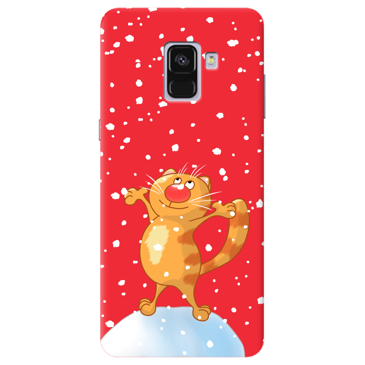 Чохол для Samsung Galaxy A8 Plus 2018 яскраво-червоний матовий soft touch Be Happy - фото 1 - Чохли для телефонів