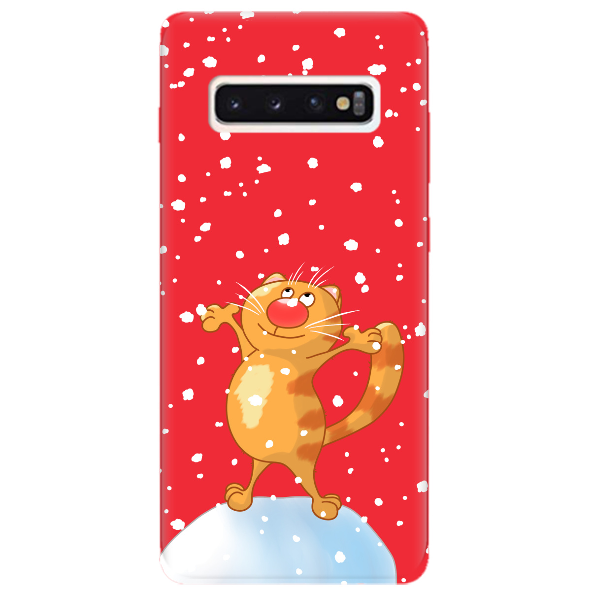 Чехол для Samsung Galaxy S10 ярко-красный матовый soft touch Be Happy - фото 1 - Чехлы для телефонов