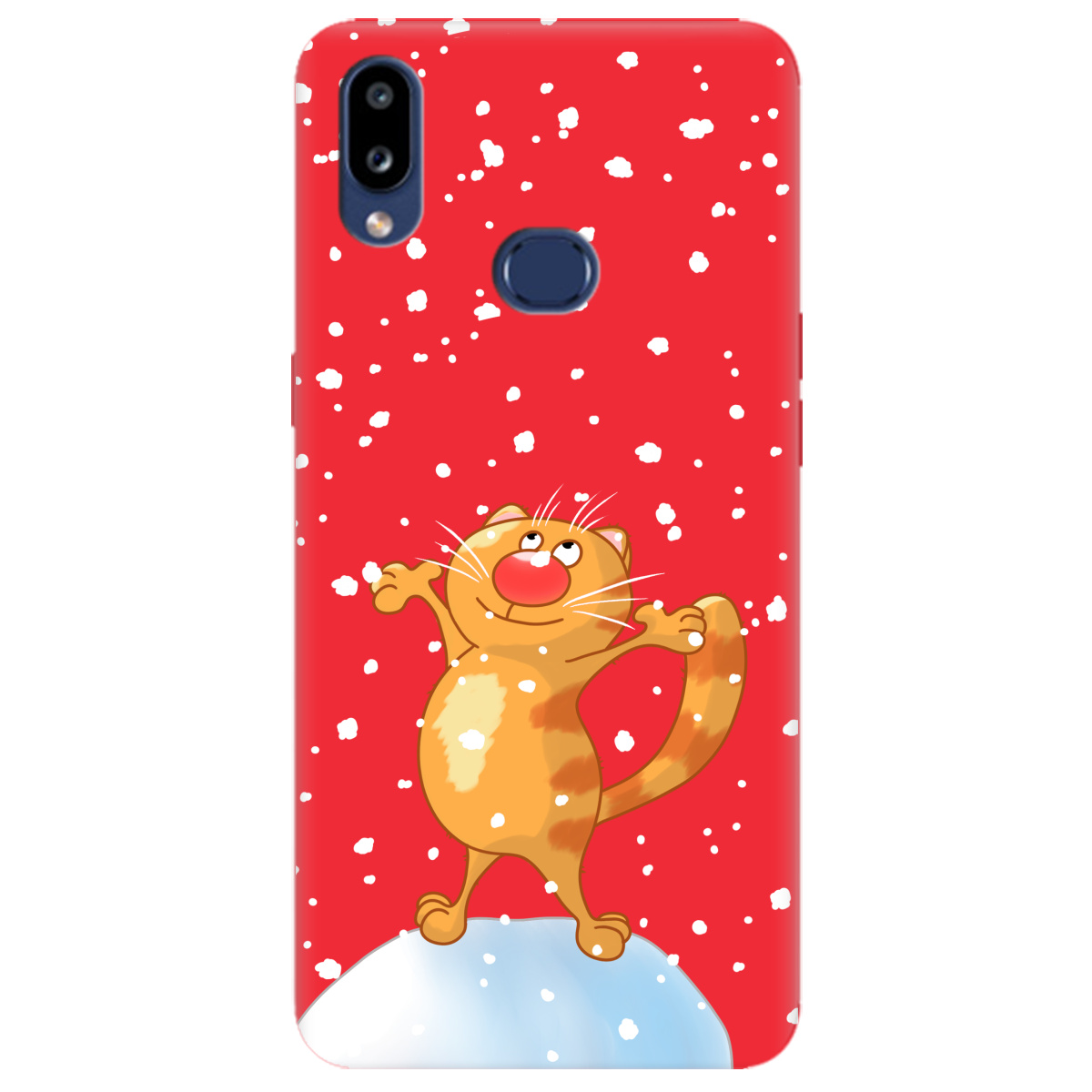 Чехол для Samsung Galaxy A10s ярко-красный матовый soft touch Be Happy - фото 1 - Чехлы для телефонов