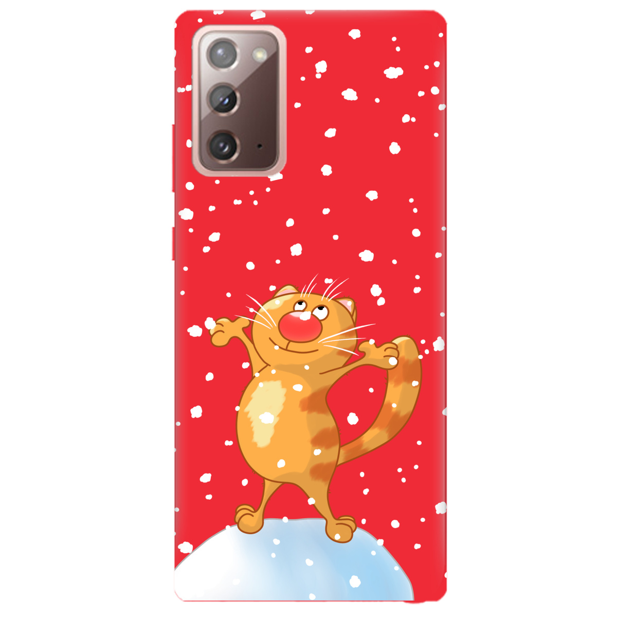 Чехол для Samsung Galaxy Note 20 ярко-красный матовый soft touch Be Happy - фото 1 - Чехлы для телефонов