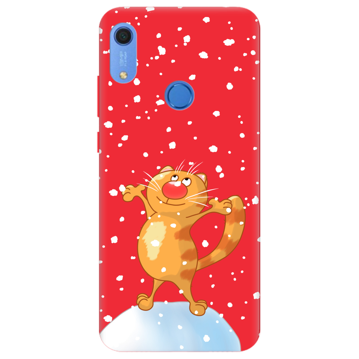 Чехол для Huawei Y6s ярко-красный матовый soft touch Be Happy - фото 1 - Чехлы для телефонов