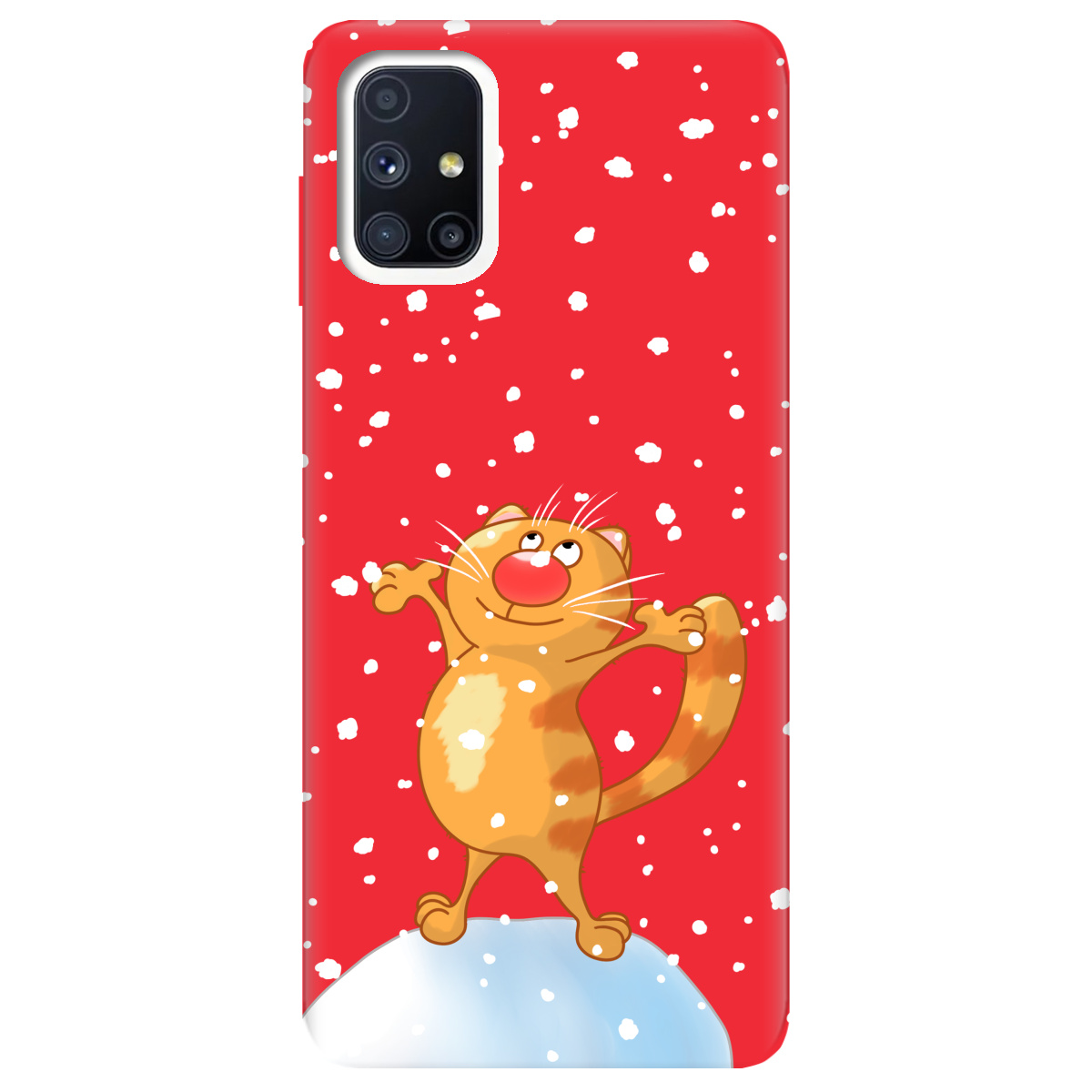 Чехол для Samsung Galaxy M51 ярко-красный матовый soft touch Be Happy - фото 1 - Чехлы для телефонов