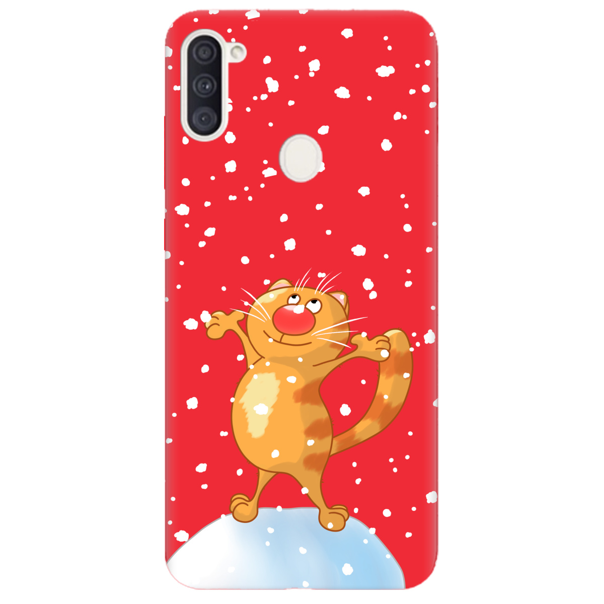 Чехол для Samsung Galaxy M11 ярко-красный матовый soft touch Be Happy - фото 1 - Чехлы для телефонов