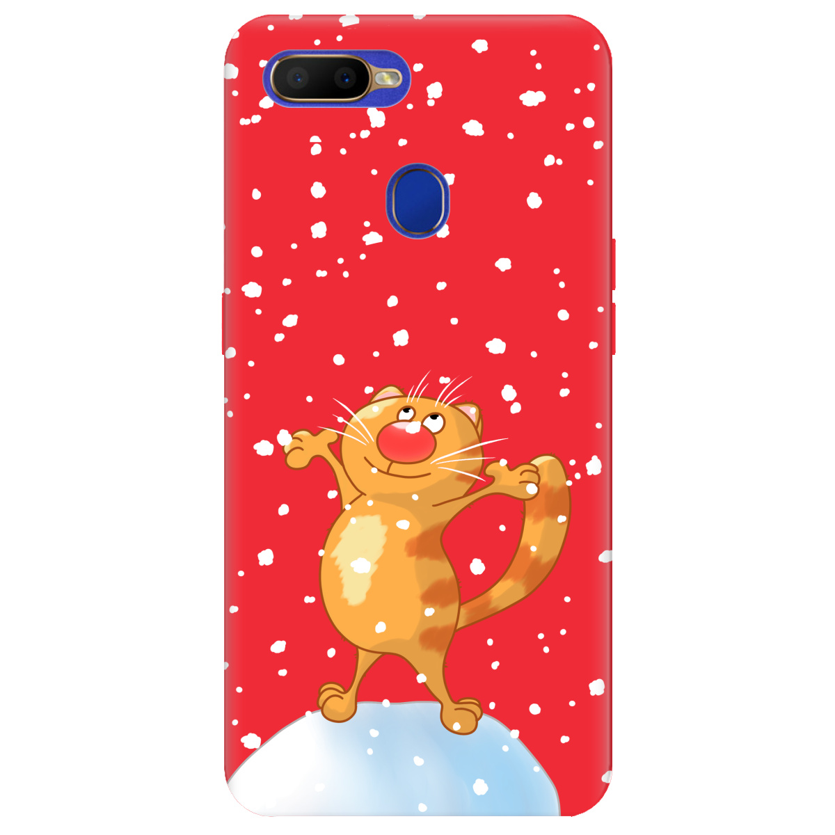 Чехол для Oppo A5s ярко-красный матовый soft touch Be Happy - фото 1 - Чехлы для телефонов