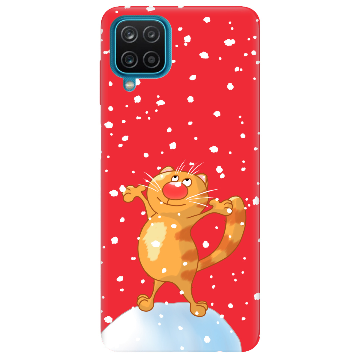 Чохол для Samsung Galaxy A12 4G яскраво-червоний матовий soft touch Be Happy - фото 1 - Чохли для телефонів