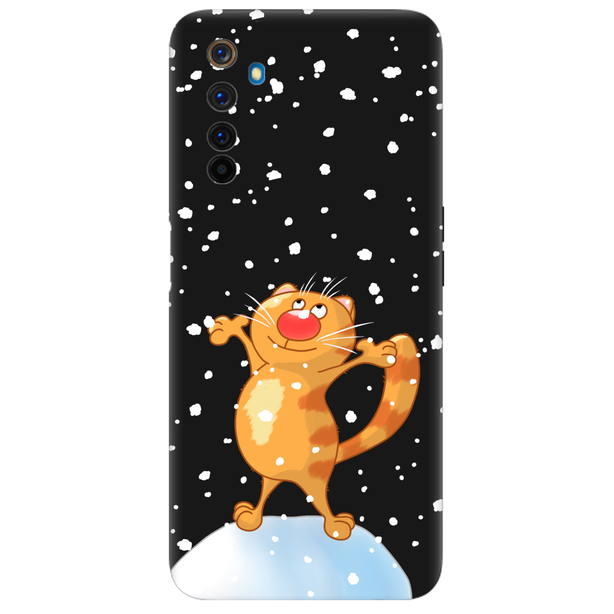 Чехол для Realme 6 Pro черный матовый soft touch Be Happy - фото 1 - Чехлы для телефонов