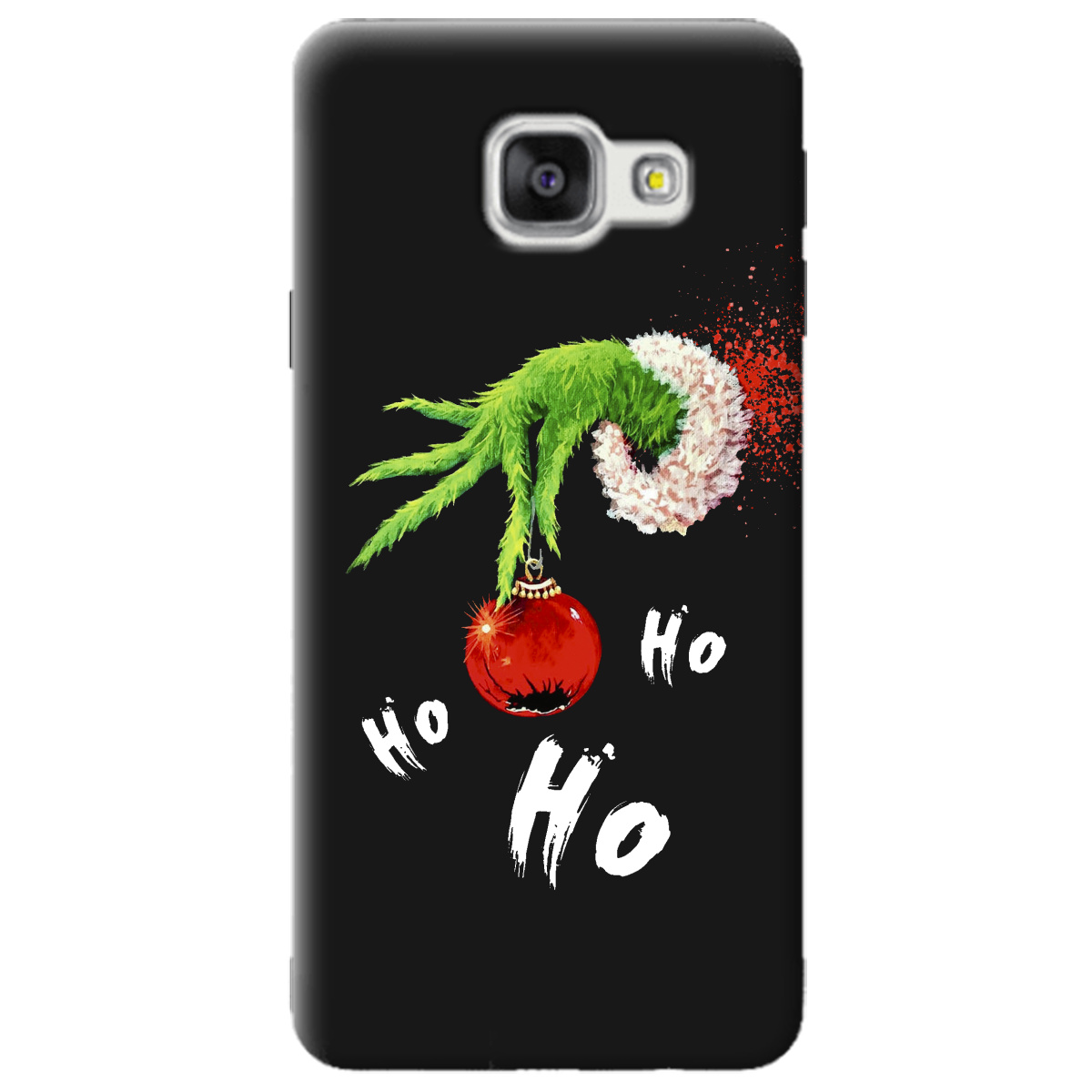 Чехол для Samsung Galaxy A3 2016 черный матовый soft touch Grinch HO HO HO - фото 1 Чехол для Samsung Galaxy A3 2016 черный матовый soft touch Grinch HO HO HO - фото 1 - Чехлы для телефонов