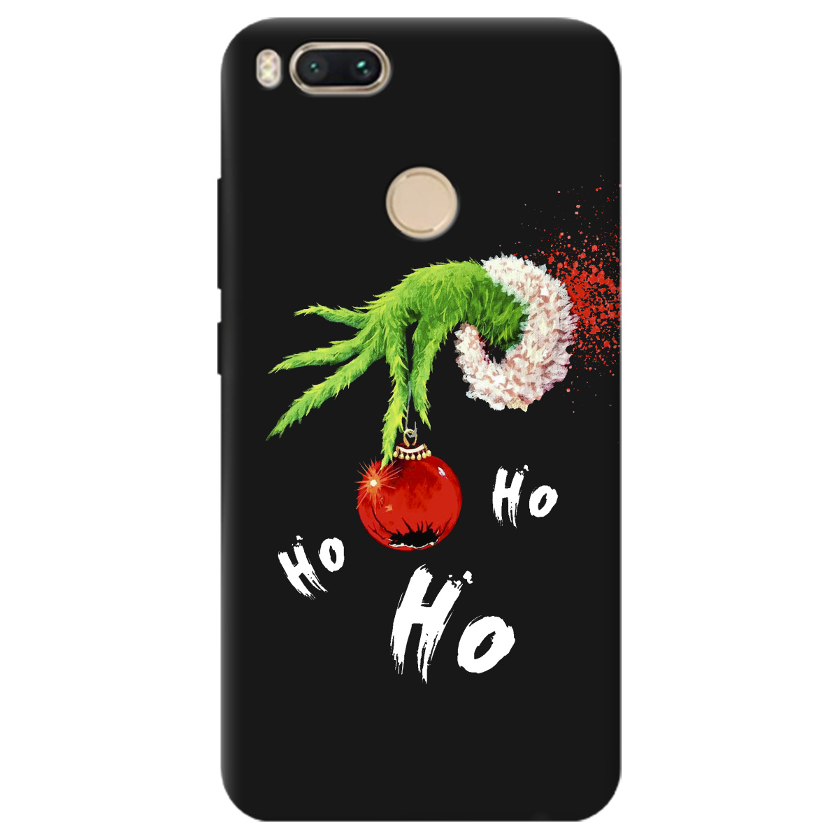 Чохол для Xiaomi Mi A1 чорний матовий soft touch Grinch HO HO HO - фото 1 - Чохли для телефонів