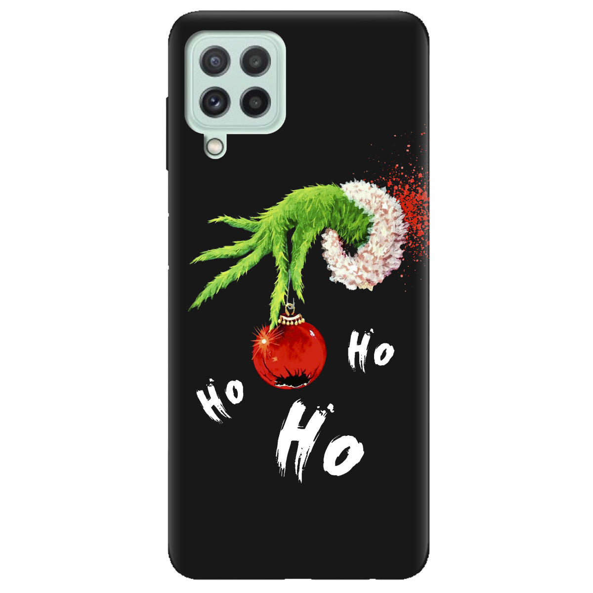 Чохол для Samsung Galaxy M22 чорний матовий soft touch Grinch HO HO HO - фото 1 - Чохли для телефонів