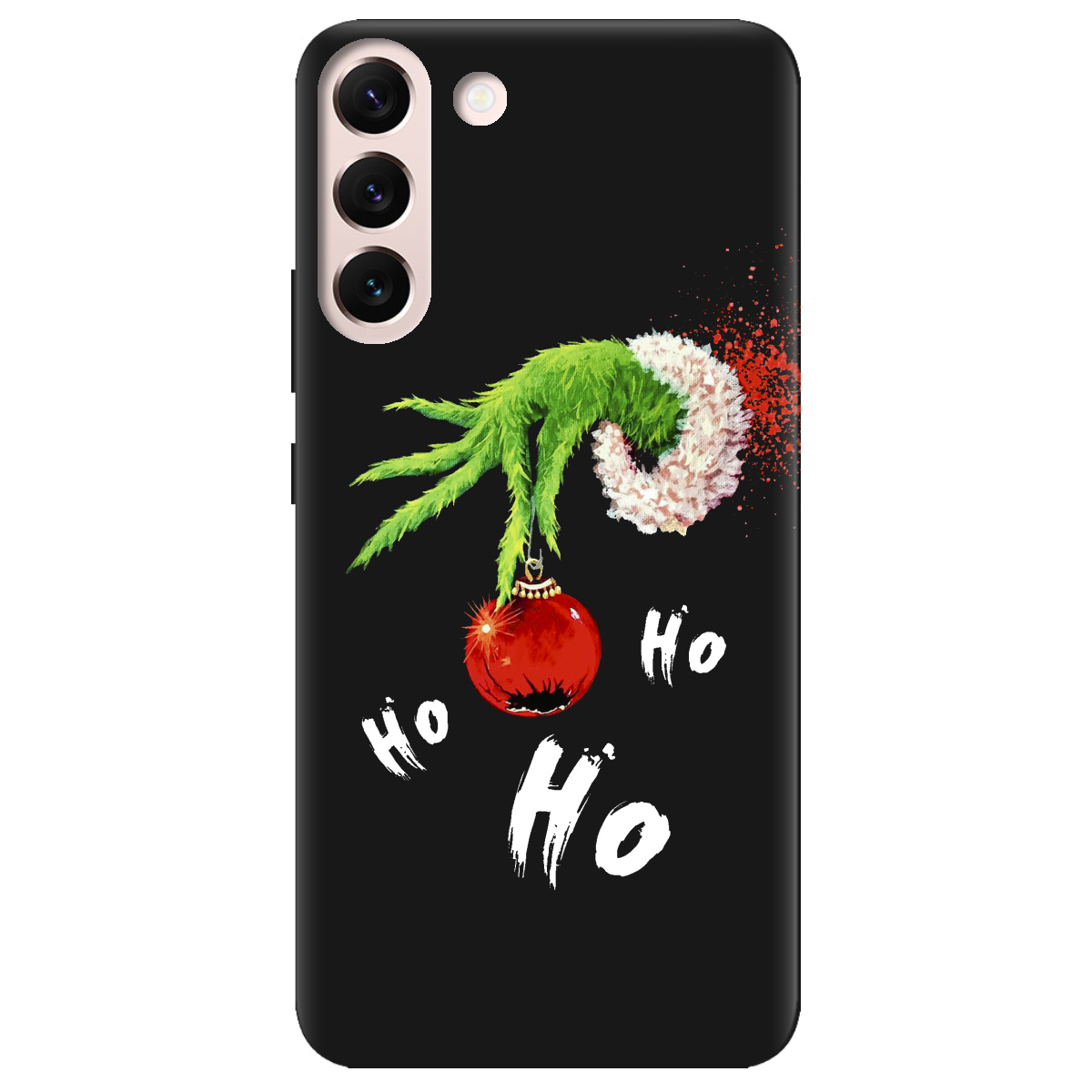 Чехол для Samsung Galaxy S22 черный матовый soft touch Grinch HO HO HO - фото 1 - Чехлы для телефонов