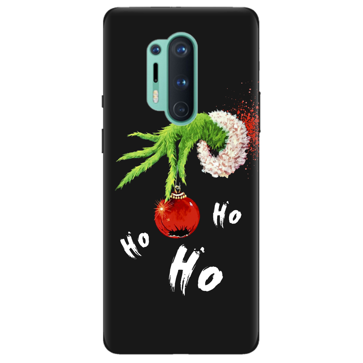 Чехол для OnePlus 8 Pro черный матовый soft touch Grinch HO HO HO - фото 1 - Чехлы для телефонов