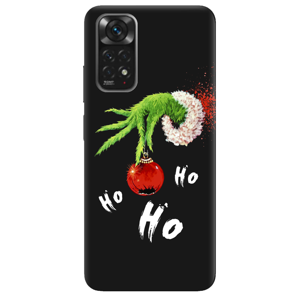 Чохол для Xiaomi Redmi Note 11s чорний матовий soft touch Grinch HO HO HO - фото 1 Чохол для Xiaomi Redmi Note 11s чорний матовий soft touch Grinch HO HO HO - фото 1 - Чохли для телефонів