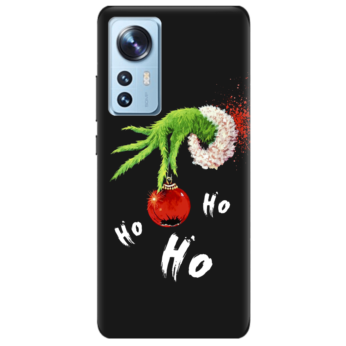 Чохол для Xiaomi 12X чорний матовий soft touch Grinch HO HO HO - фото 1 Чохол для Xiaomi 12X чорний матовий soft touch Grinch HO HO HO - фото 1 - Чохли для телефонів