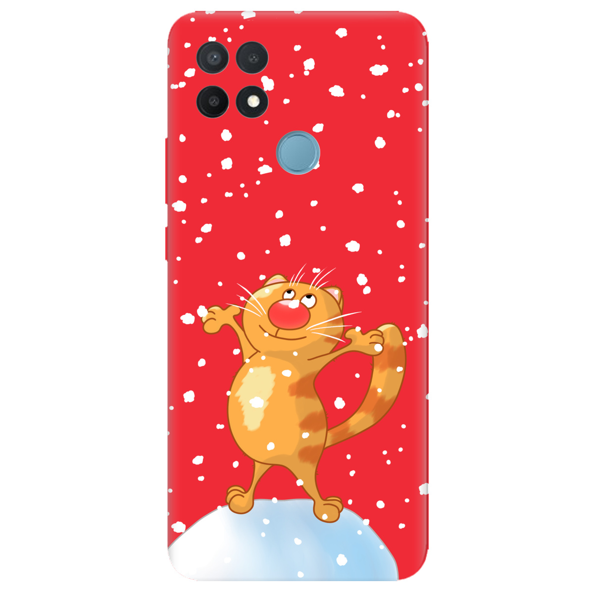 Чехол для Oppo A15s/ A15 ярко-красный матовый soft touch Be Happy - фото 1 - Чехлы для телефонов