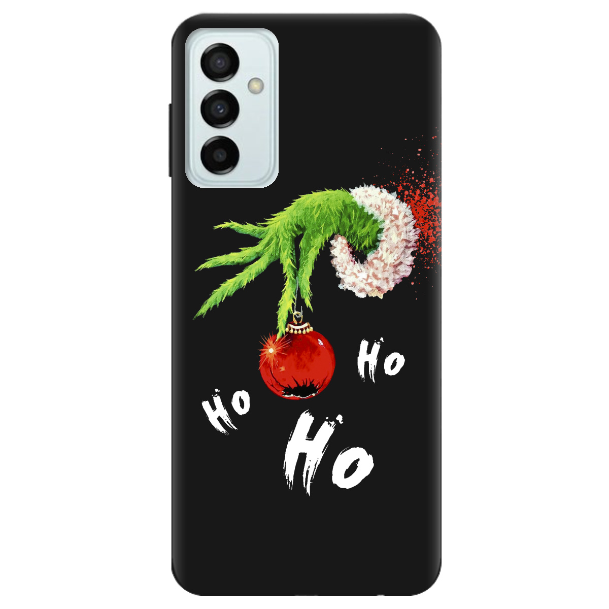 Чехол для Samsung Galaxy M23 5G черный матовый soft touch Grinch HO HO HO - фото 1 - Чехлы для телефонов