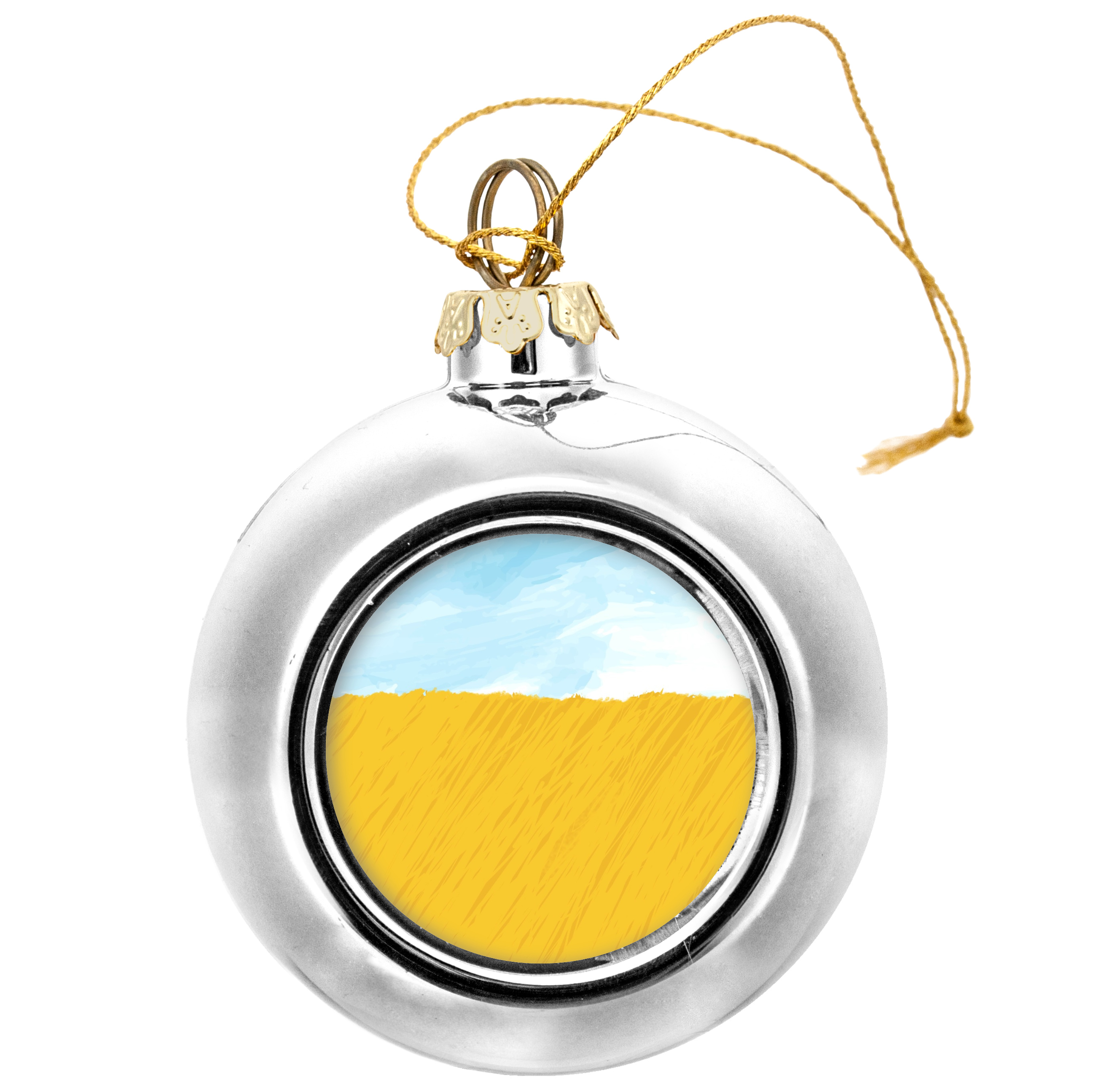 Елочная игрушка глянцевая серебристая (6 см) Wheat field - фото 1 - Новогодние игрушки