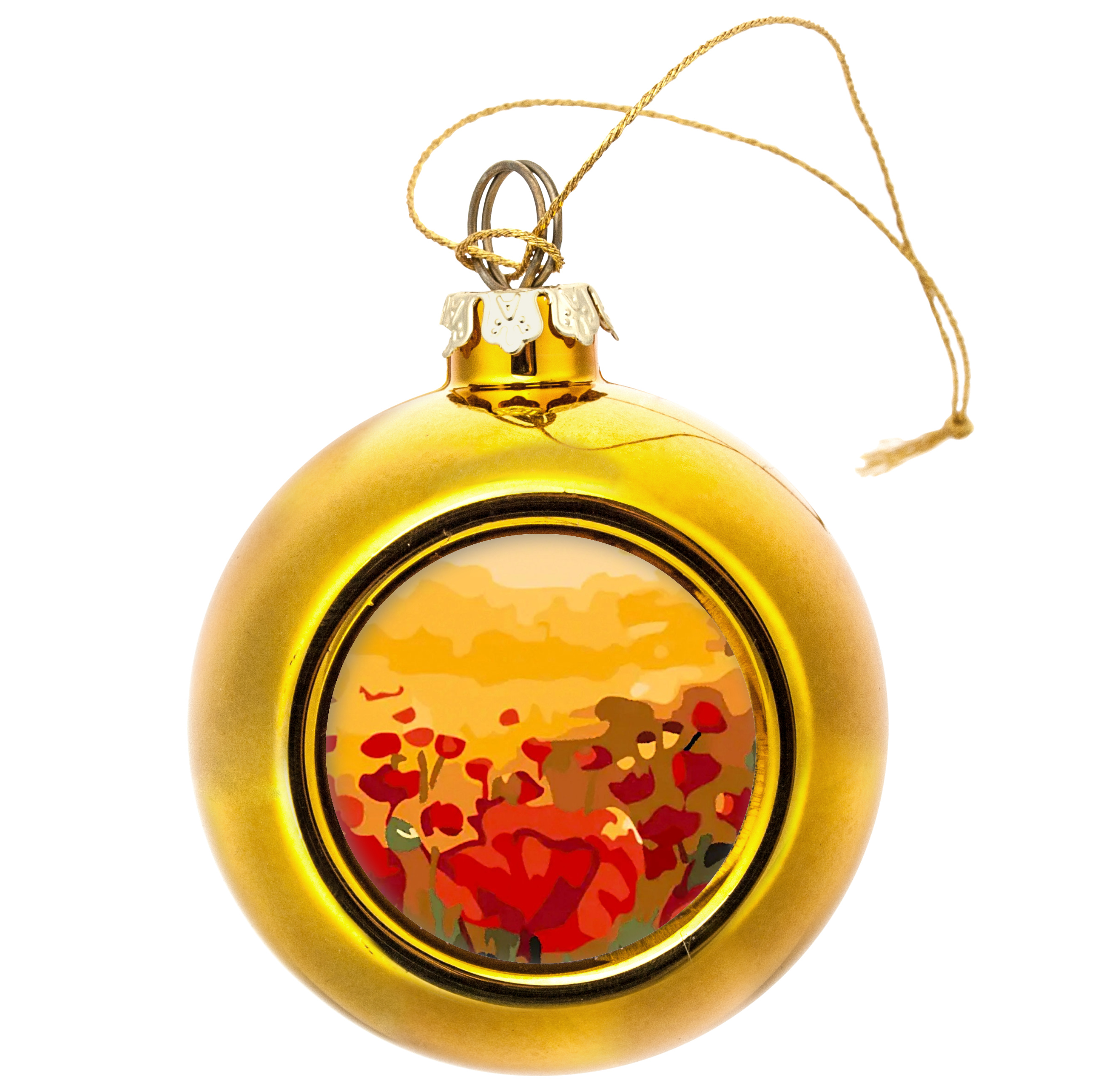 Елочная игрушка глянцевая золотистая (6 см) Рідна моя Україна - фото 1 - Новогодние игрушки