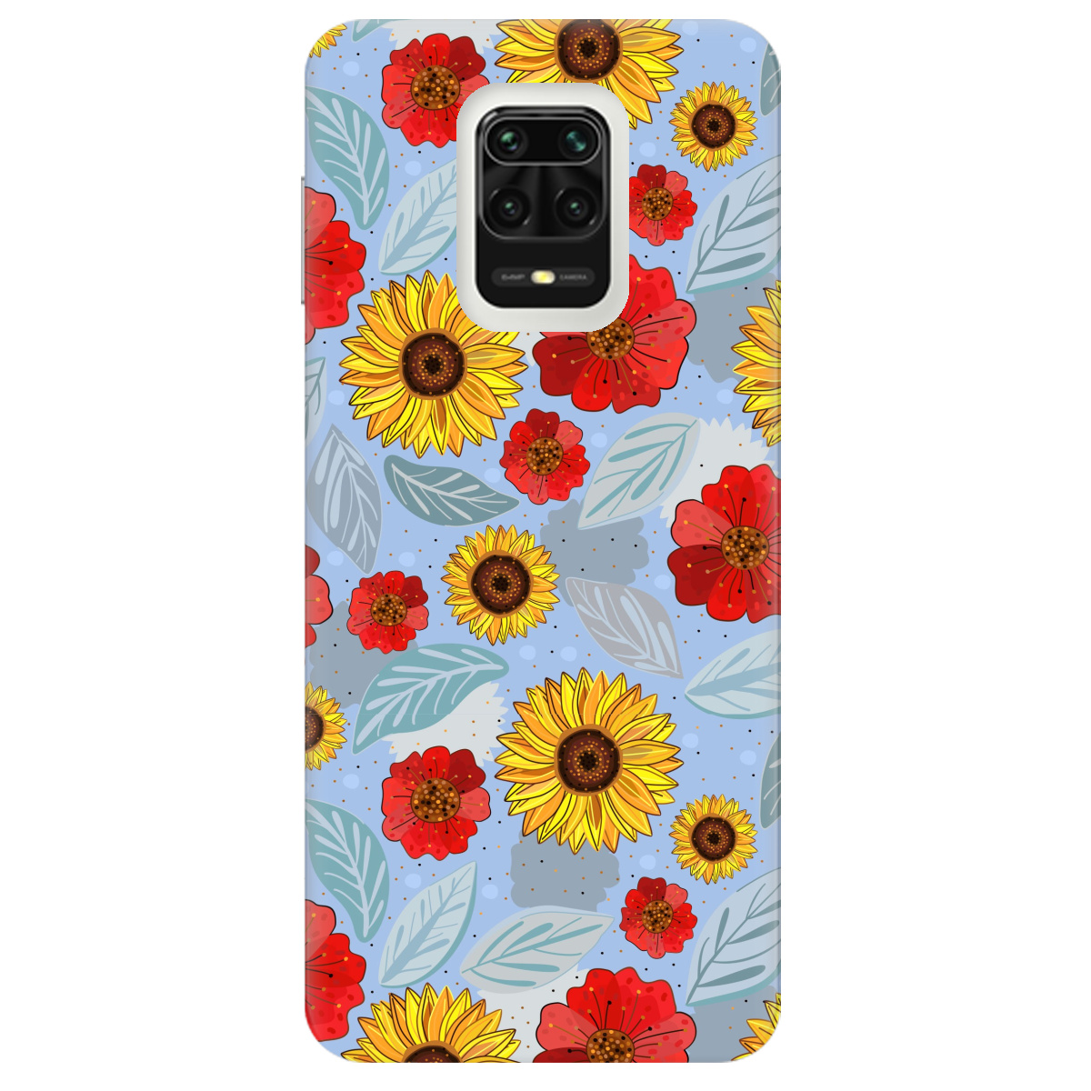 Чохол для Xiaomi Redmi Note 9s Соняшники і маки - фото 1 Чохол для Xiaomi Redmi Note 9s Соняшники і маки - фото 1 - Чохли для телефонів