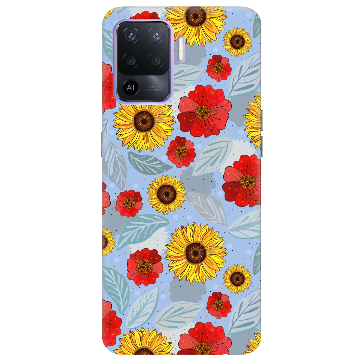 Чехол для Oppo Reno 5 Lite Соняшники і маки - фото 1 - Чехлы для телефонов