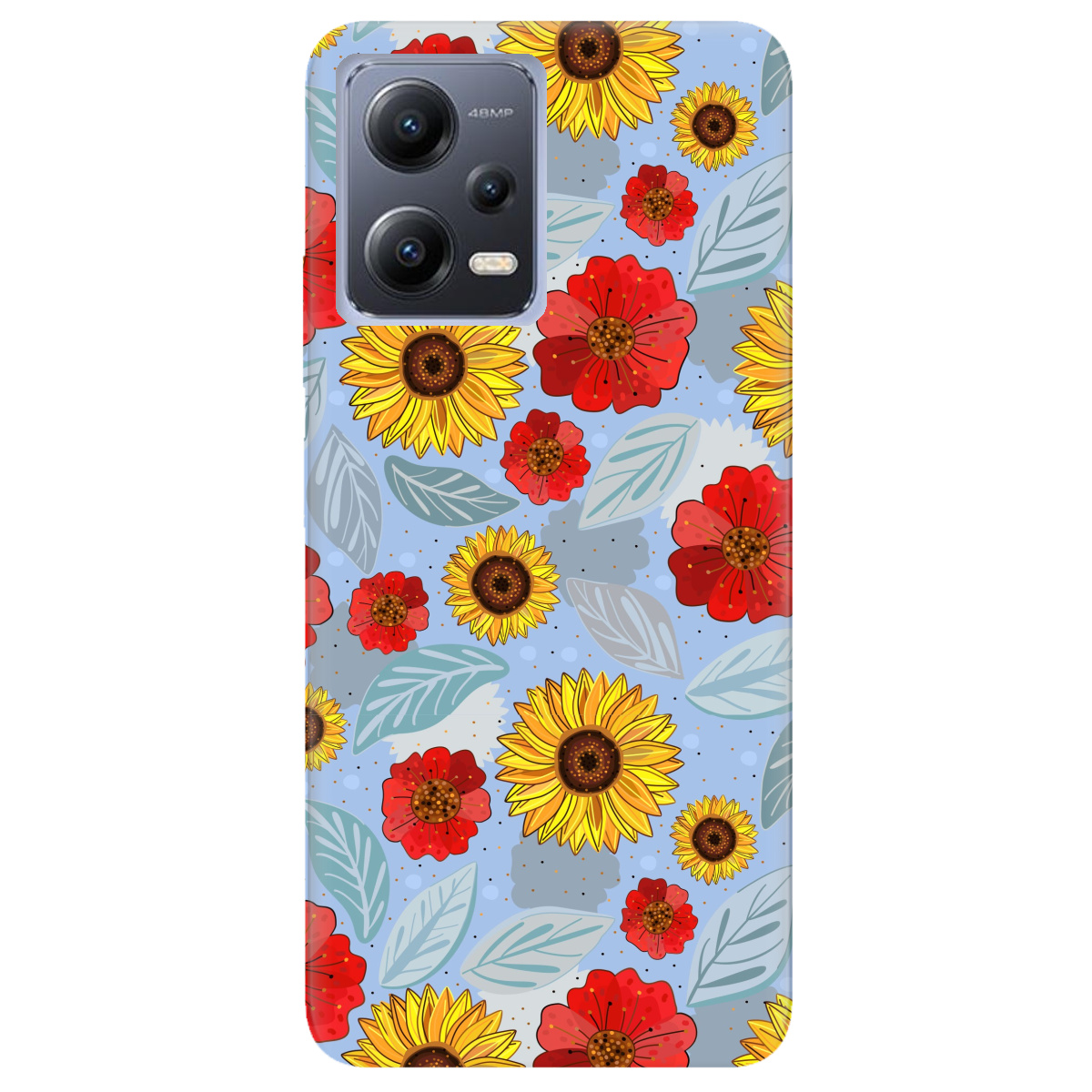 Чохол для Xiaomi Redmi Note 12 5G Соняшники і маки - фото 1 Чохол для Xiaomi Redmi Note 12 5G Соняшники і маки - фото 1 - Чохли для телефонів