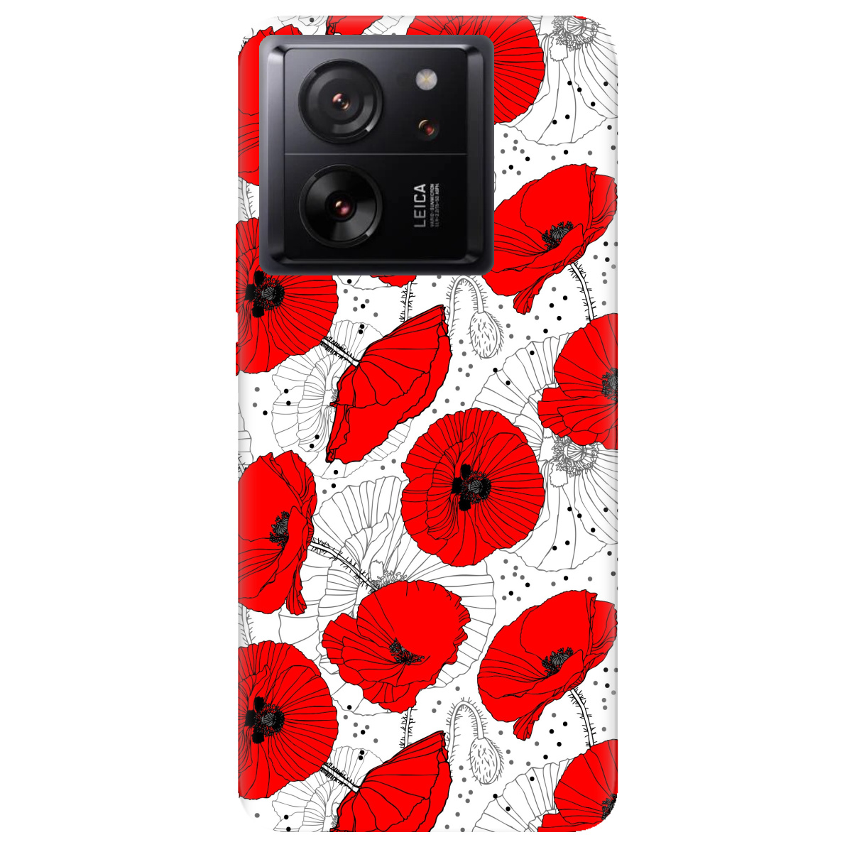 Чохол для Xiaomi 13T Red flower - фото 1 Чохол для Xiaomi 13T Red flower - фото 1 - Чохли для телефонів