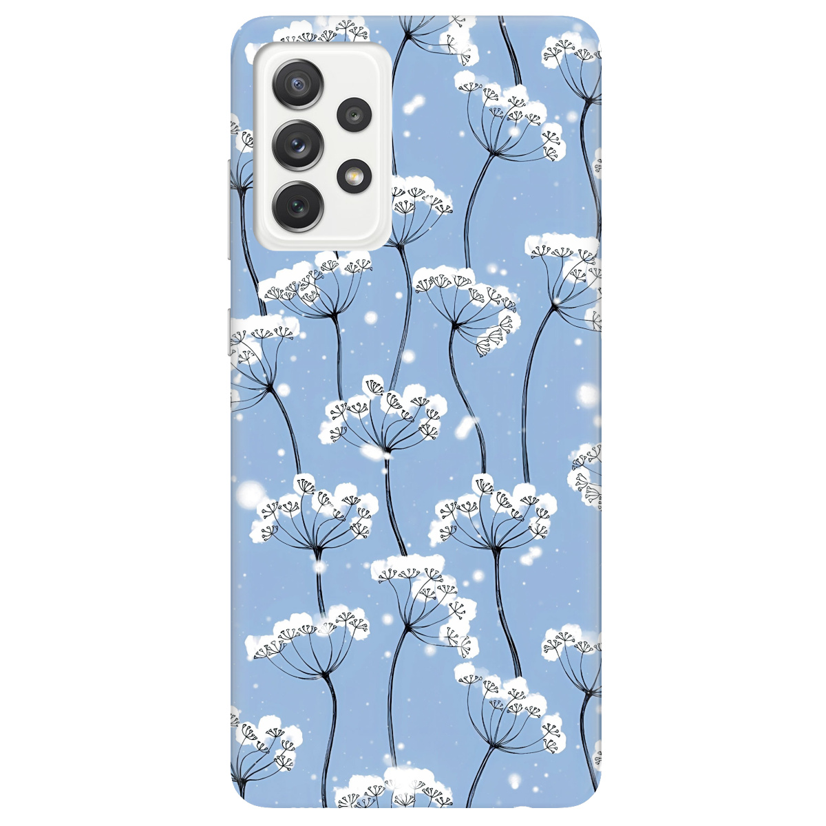 Чохол для Samsung Galaxy A72 Пухнасті сніжинки - фото 1 Чохол для Samsung Galaxy A72 Пухнасті сніжинки - фото 1 - Чохли для телефонів