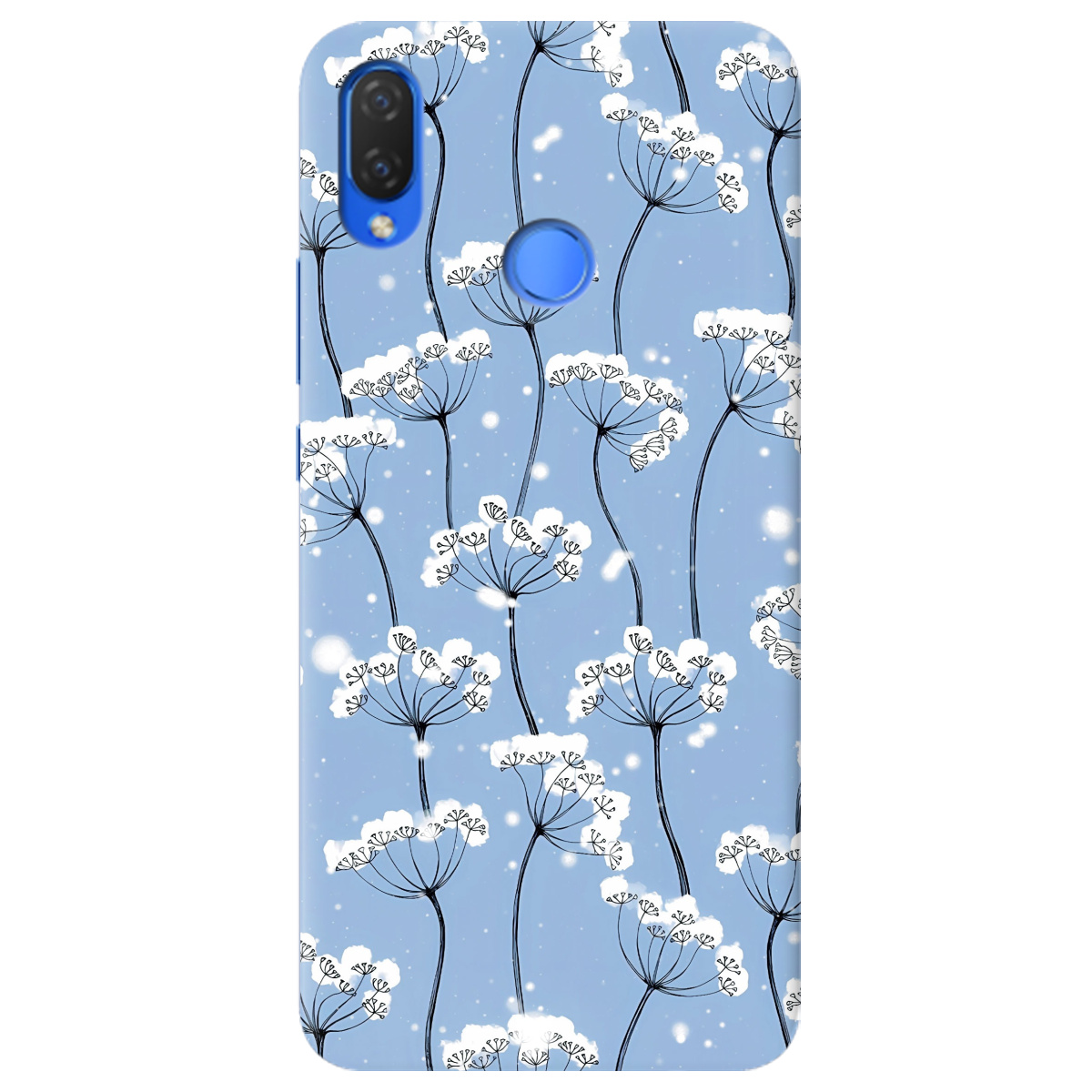 Чохол для Huawei P Smart Plus Пухнасті сніжинки - фото 1 - Чохли для телефонів