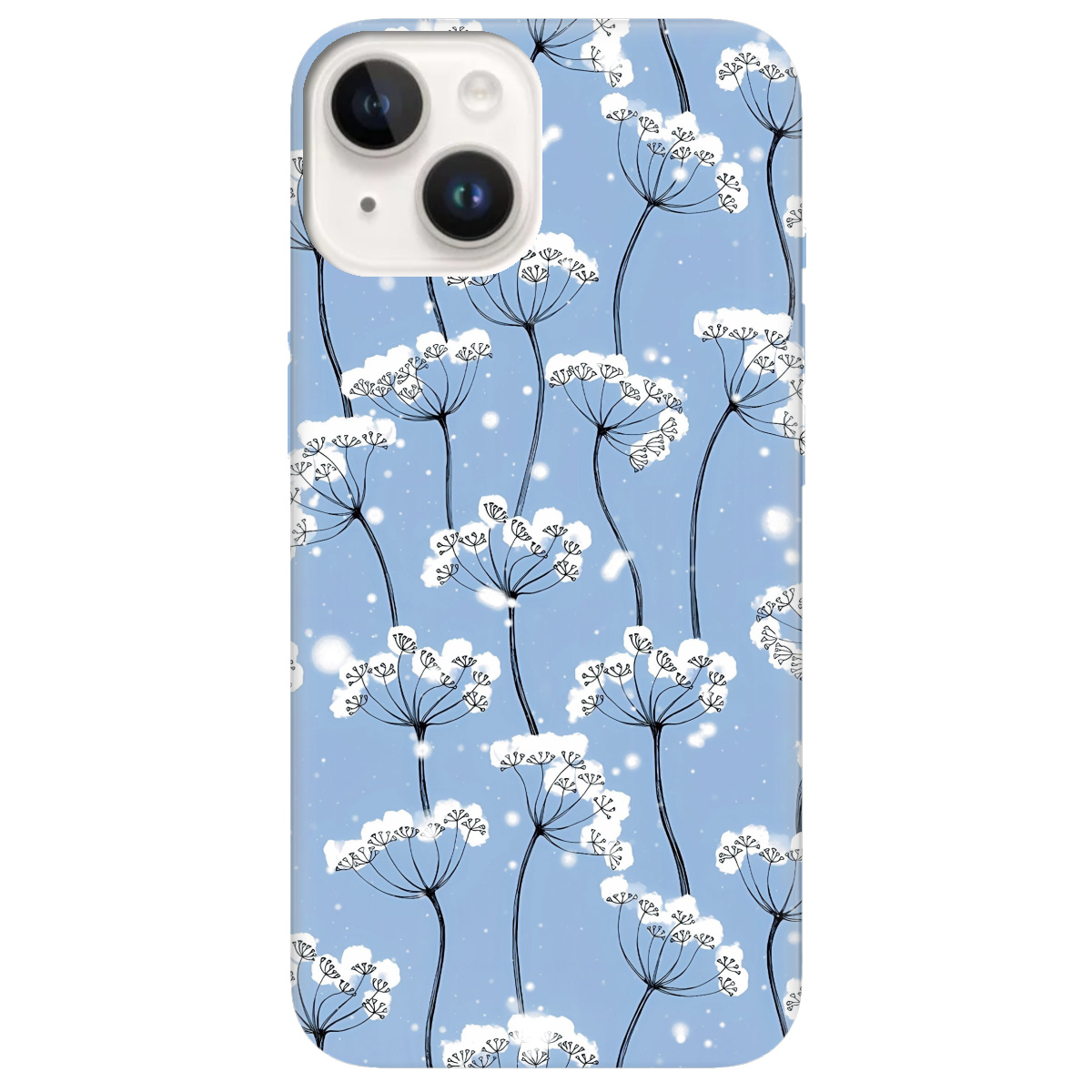 Чехол для Apple iPhone 14 Пухнасті сніжинки - фото 1 - Чехлы для телефонов