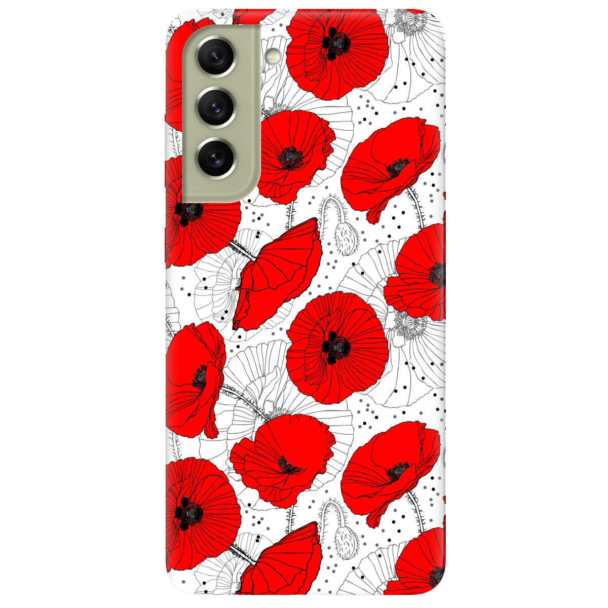 Чехол для Samsung Galaxy S21 FE Red flower - фото 1 - Чехлы для телефонов