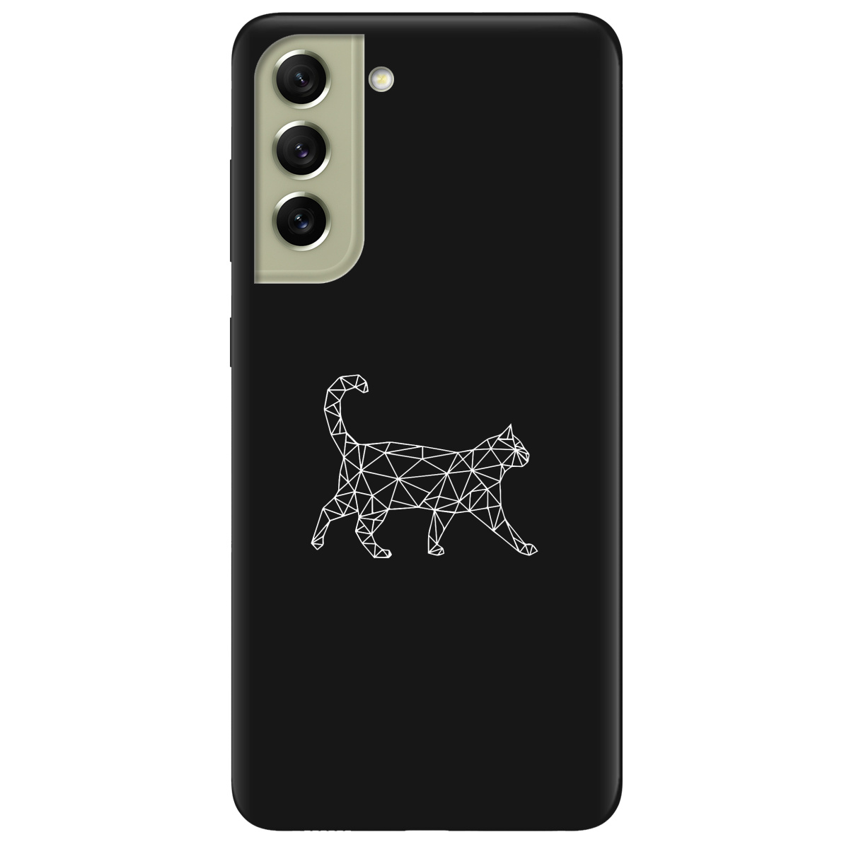 Чехол для Samsung Galaxy S21 FE черный матовый soft touch White cat - фото 1 - Чехлы для телефонов