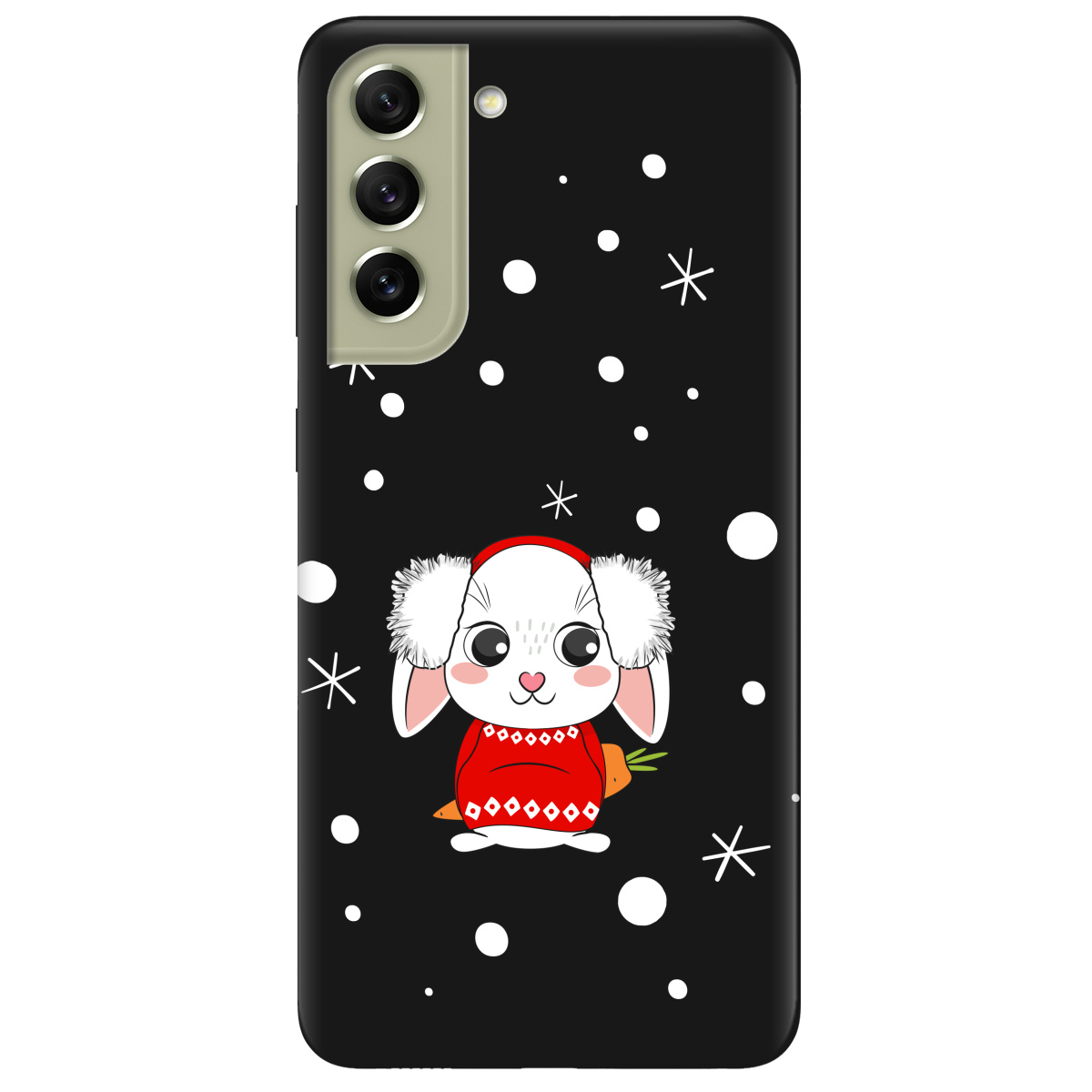 Чехол для Samsung Galaxy S21 FE черный матовый soft touch My bunny - фото 1 - Чехлы для телефонов