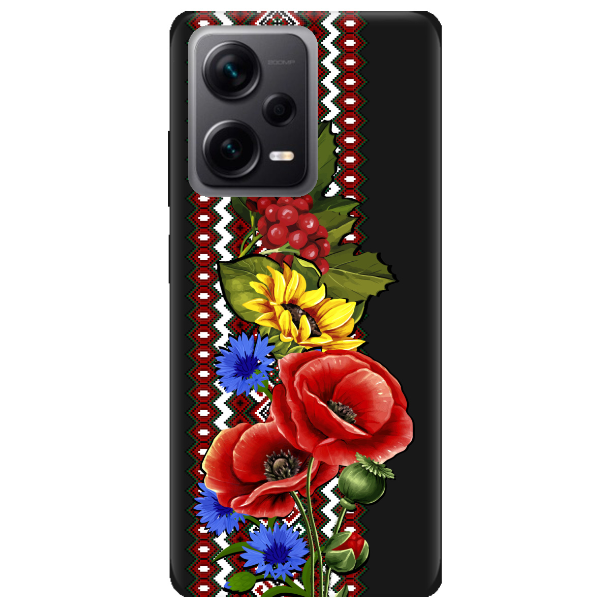 Чохол для Xiaomi Redmi Note 12 Pro + 5G чорний матовий soft touch Ukraine ornament - фото 1 - Чохли для телефонів