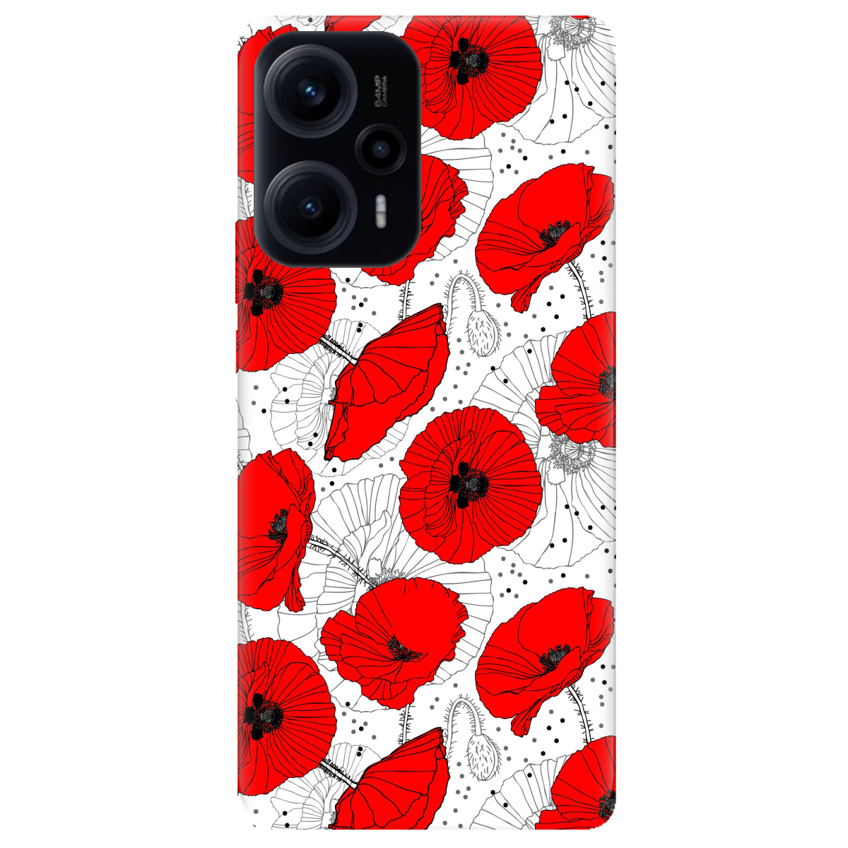 Чехол для Xiaomi Poco F5 Red flower - фото 1 Чехол для Xiaomi Poco F5 Red flower - фото 1 - Чехлы для телефонов