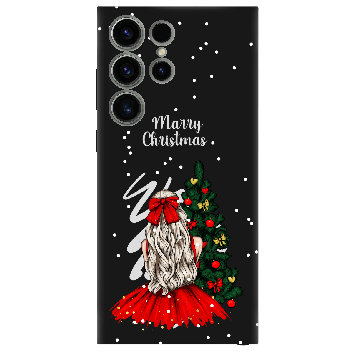 Чехол для Samsung Galaxy S23 Ultra черный матовый soft touch Beautiful christmas - фото 1 - Чехлы для телефонов