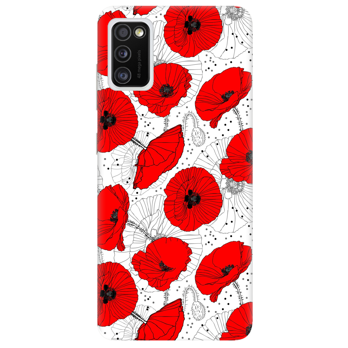 Чохол для Samsung Galaxy A41 Red flower - фото 1 Чохол для Samsung Galaxy A41 Red flower - фото 1 - Чохли для телефонів